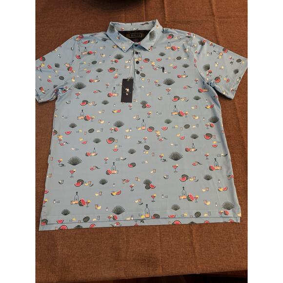 New William Murray Polo Shirt Mens Size XXL Golf Performance Agua Caliente Blue - Picture 3 of 10